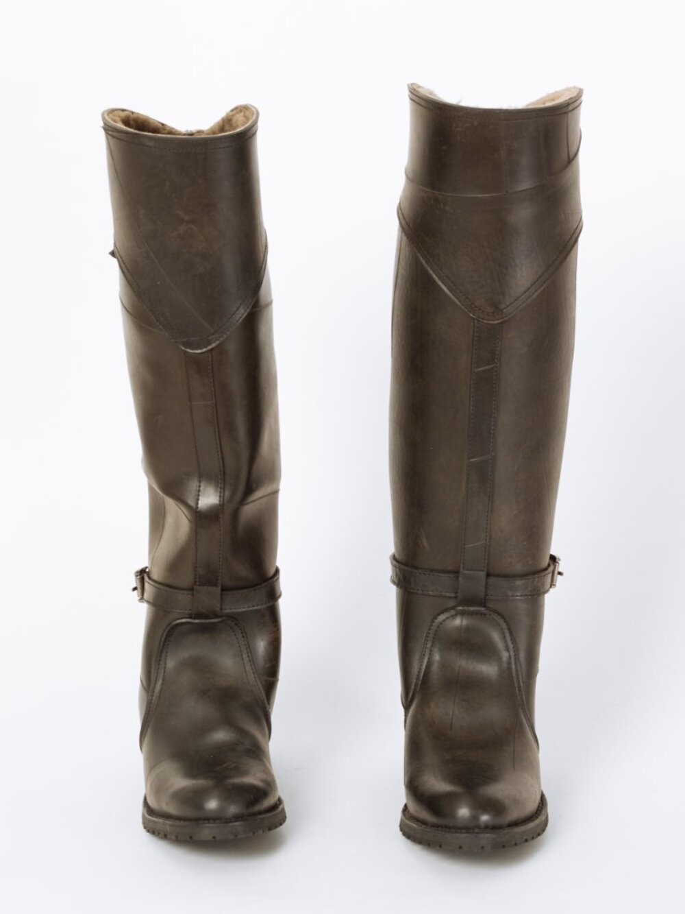Vintage Frye Dorado Black Rubber Fur Lined Riding Boots - Size 7.5 - Picture 4 of 8